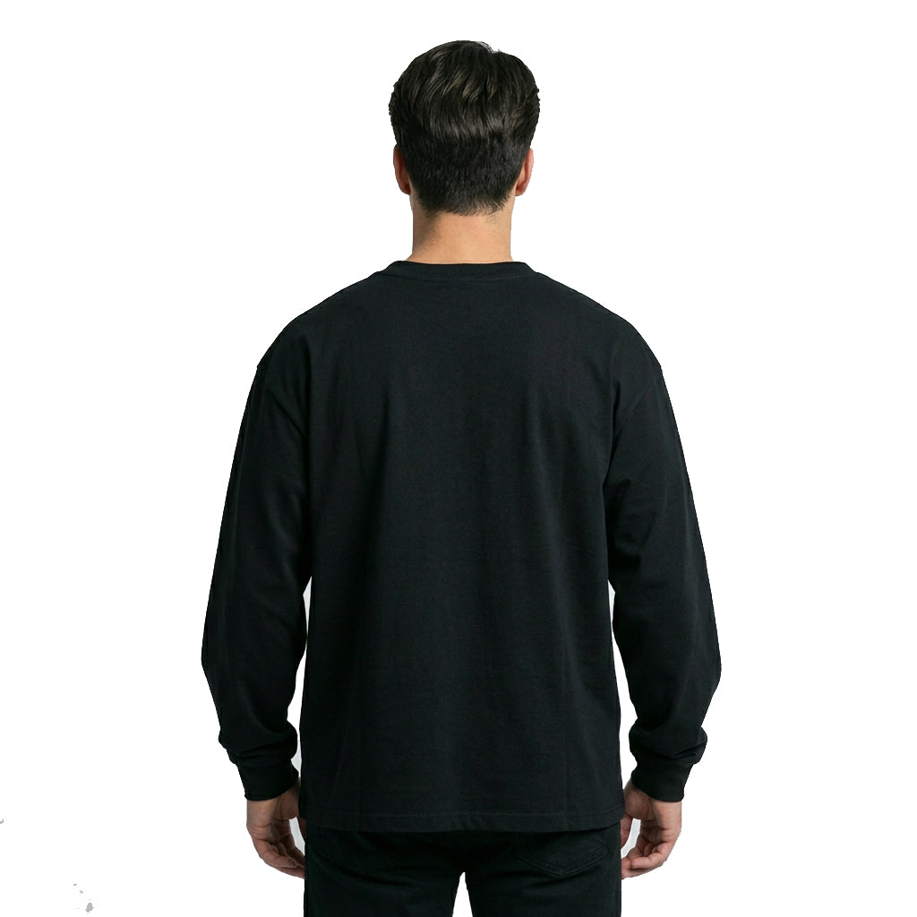 Heavyweight Black Oversized Long Sleeve Tee — Black