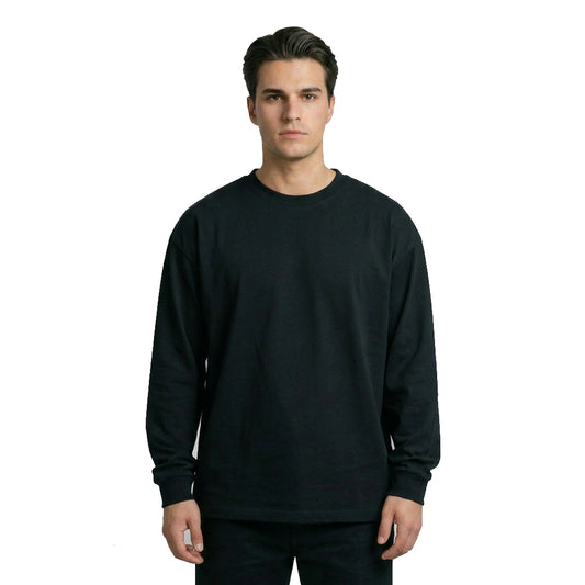 Heavyweight Black Oversized Long Sleeve Tee — Black
