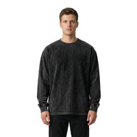 Acid Wash Oversized Long Sleeve Tee — Black