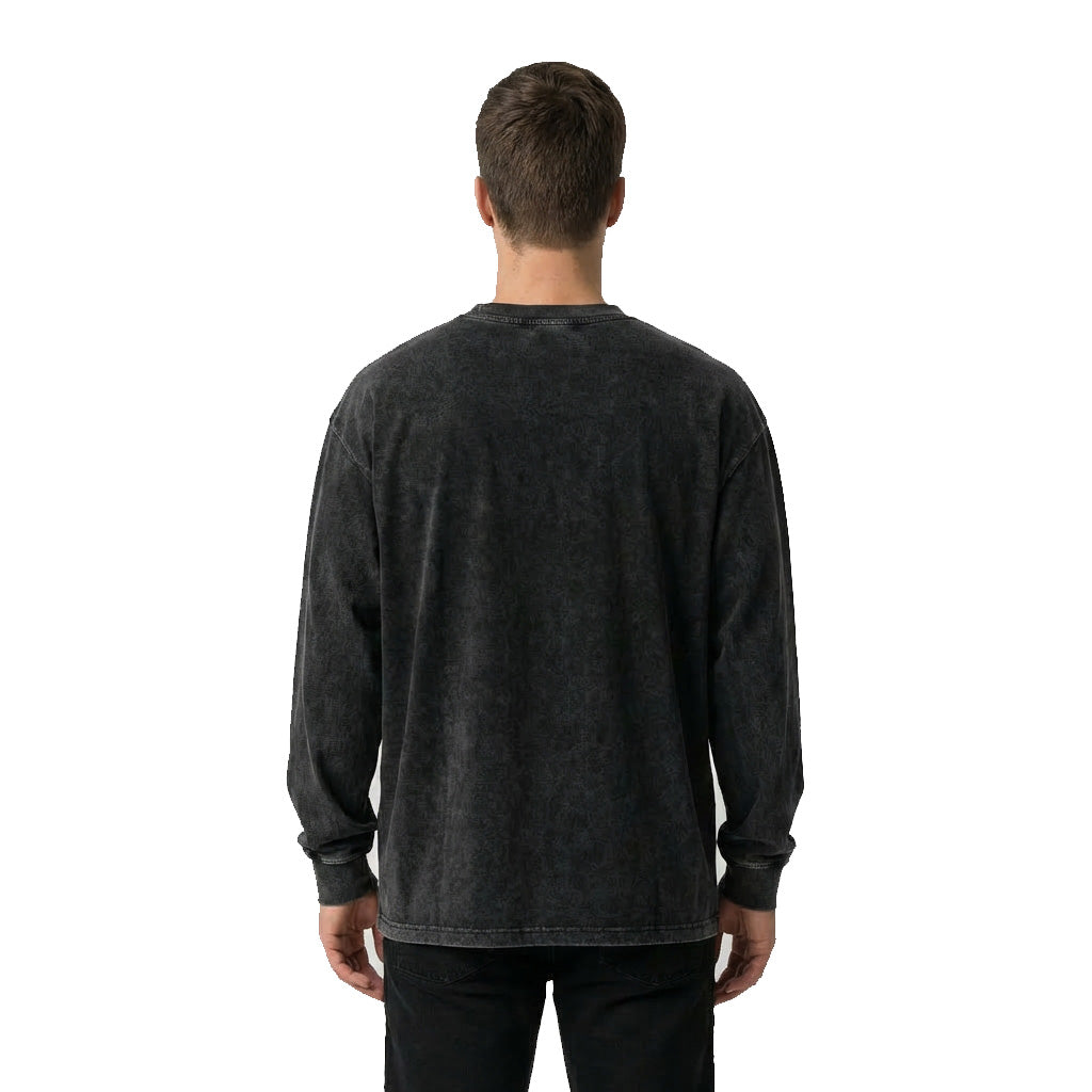 Acid Wash Oversized Long Sleeve Tee — Black