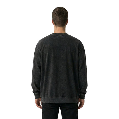 Acid Washed Oversized Sweatshirt — Black