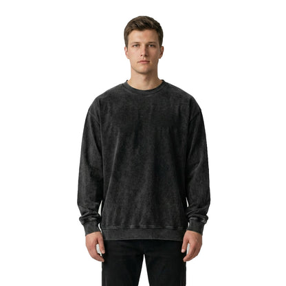 Acid Washed Oversized Sweatshirt — Black