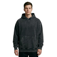 Snow Washed Heavyweight Cotton Hoodie — Black