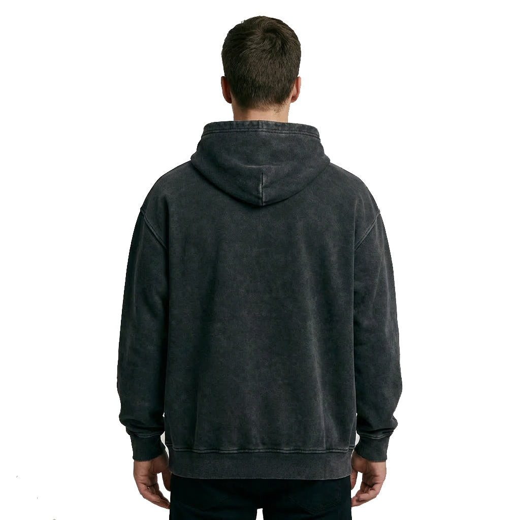 Snow Washed Heavyweight Cotton Hoodie — Black
