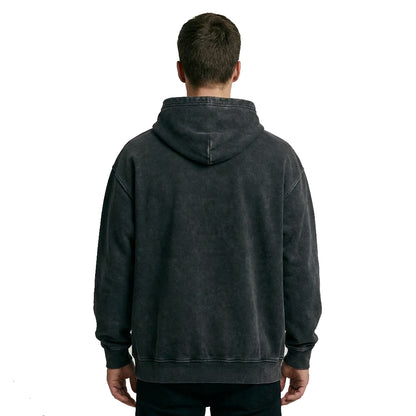 Snow Washed Heavyweight Cotton Hoodie — Black